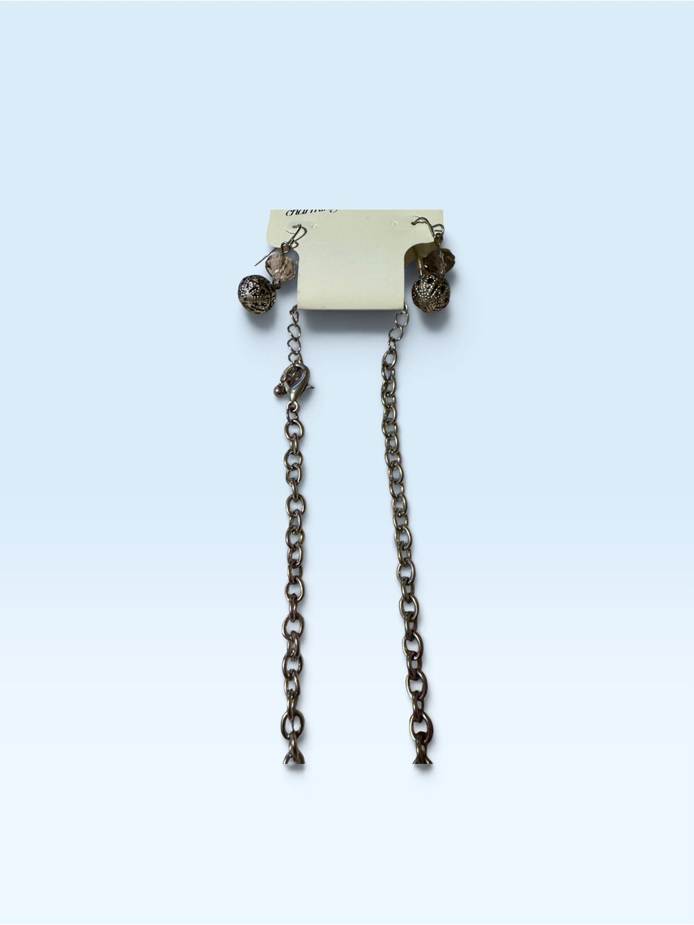 Source Unknown Silver-Tone Chain Necklace with Filigree Bead Accents